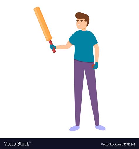 Kids Playing Cricket Icon Cartoon Style Royalty Free Vector