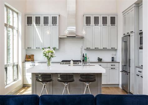White Open Plan Kitchen With High Ceiling Hgtv