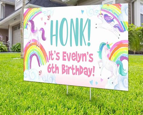Make sure to pick a sign that fits your party theme! Custom Birthday Unicorn Personalized Yard Sign in 2020 ...