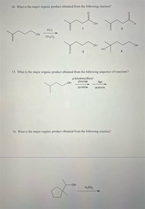 Solved What Is The Major Organic Product Obtained From The