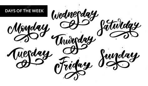 Premium Vector Handwritten Week Days And Symbols Set
