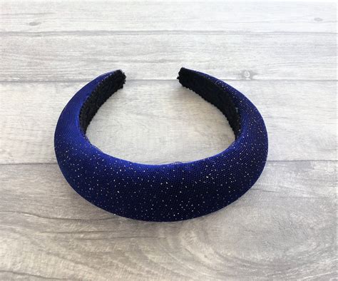 Beautiful Royal Blue Velvet Deeply Padded Headband With Net And Gold