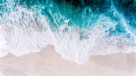 Download Wallpaper 3840x2160 Ocean Aerial View Surf Wave Foam Sand
