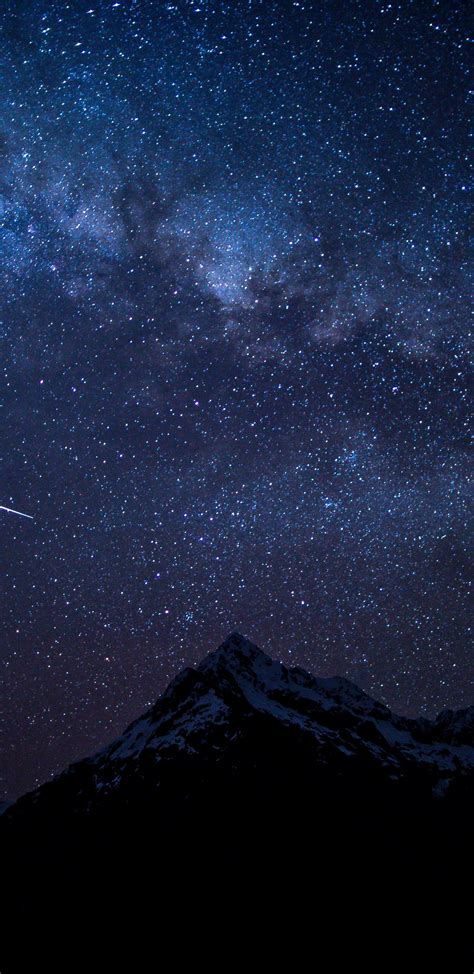 Download 1440x2960 Wallpaper Starry Sky Night Mountains