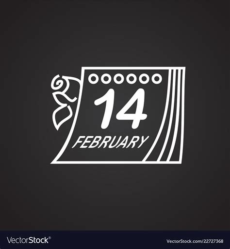 Calendar Date Valentines Day Thin Line On Black Vector Image