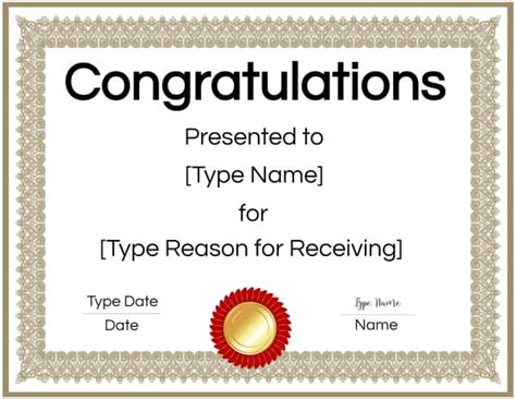 Free Congratulations Certificate Template Customize Online