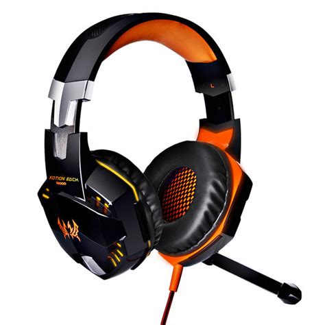 Pro Gamer Usb Led Headset Headphone Orange Colour Mic Lol Starcraft