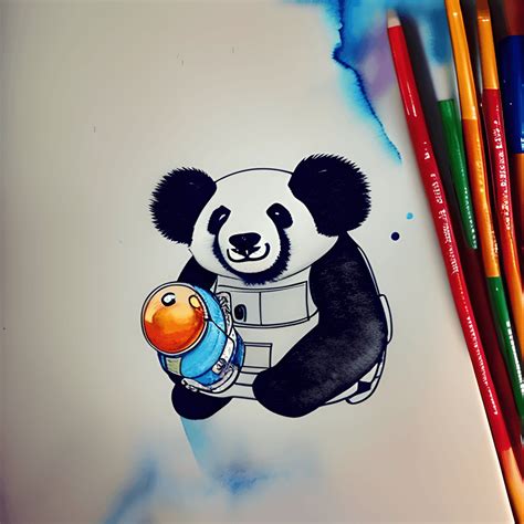 Panda Bear Astronaut Pilot Space Travel Outer Space Bears Illustration