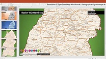 PowerPoint-Karte Baden-Württemberg Landkreise Gemeinden | grebemaps ...