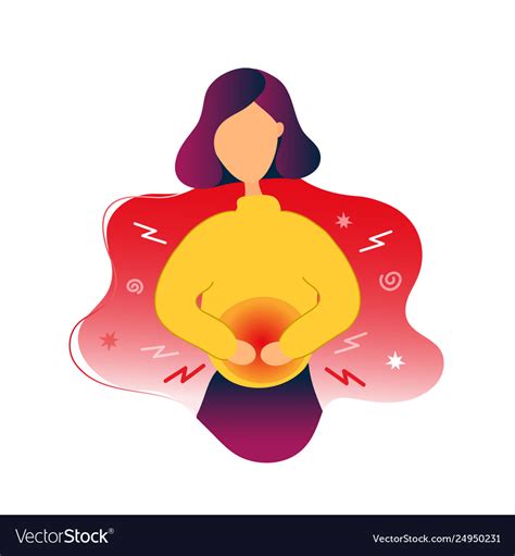 Woman Having Stomachache Period Pain Royalty Free Vector