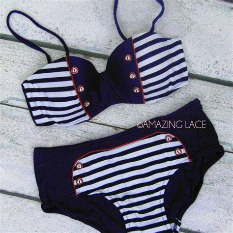 Va Va Voom 60s Vintage Inspired Sailor Bikini Navy Sailor Bikini