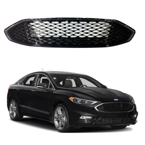For 2017 2018 Ford Fusion Gloss Black Honeycomb Mesh Front Bumper Grill