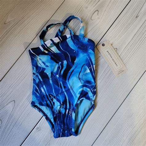 Peyton Parker Swim Gorgeous Marble Blue Watercolor Tie Dye Cross