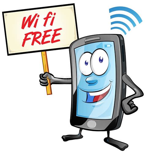 Fun Mobile Cartoon With Wi Fi Signboard Stock Vector Image 57282964