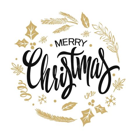 vrolijke kerstmis die gouden ontwerp van letters voorzien vector illustratie vector illustratie