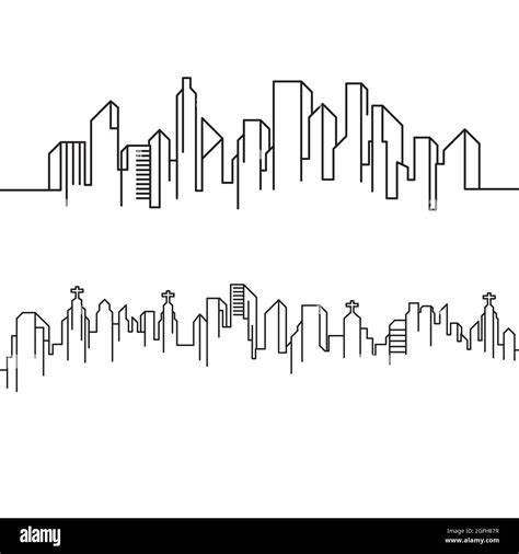 City Building Line Art Vector Icon Design Illustration Template Stock