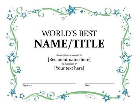 Worlds Best Award Certificate Award Template Certificate Templates