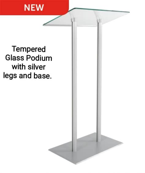 Tempered Glass Podium With Metal Legs For A Modern Lectern Stand Option