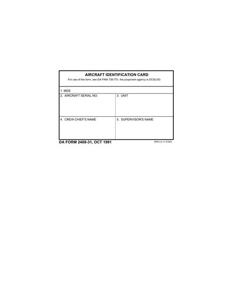 Da Form 2408 31 Aircraft Identification Card Forms Docs 2023