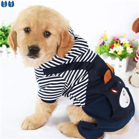 27pets Fashion Striped Pet Dog Clothes For Dogs Coat Hoodie Sweatshirt