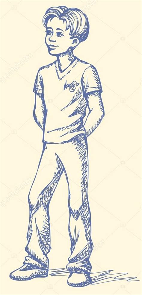 Boy Standing Drawing At Getdrawings Free Download