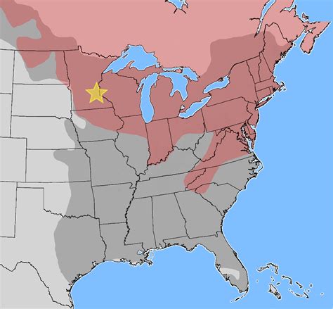 Map Of The Eastern Us With Ranges Of Grey And Red Squirrels Overlaid