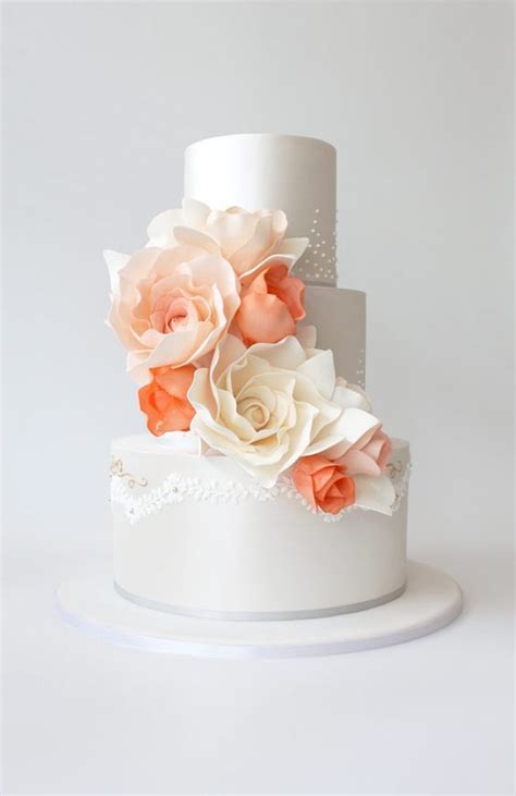 Peach Wedding Cake With Flowers Telegraph
