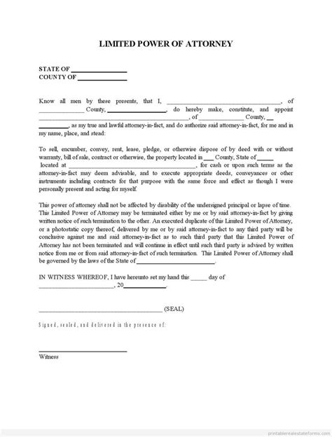 Ready to fill out, print and sign. Sample Printable power_of_attorney Form | Power of ...