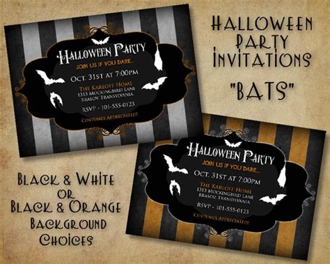 Bats Halloween Party Invitation Digital File Only Etsy