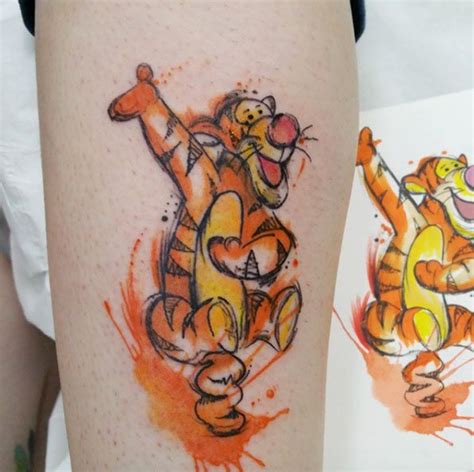 Watercolor Tigger Tattoo By Josie Sexton Trendy Tattoos Unique Tattoos