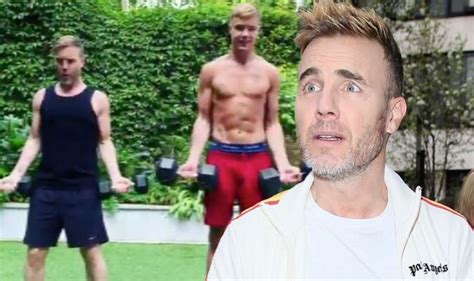 Gary Barlow Take That Stars Son Dan Sparks Frenzy As They Work Out