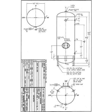 Hanson Tank Asme Code Pressure Vessel Mfg Vertical Air Tanks Angle Legs