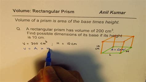 Find Possible Dimensions Of Rectangular Prism From Volume