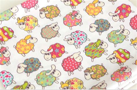 Cotton Fabric Sheep By The Yard Etsy