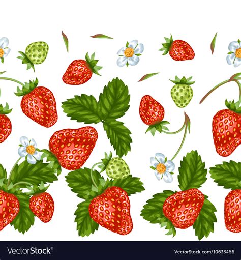Seamless Pattern With Red Strawberries Decorative Vector Image