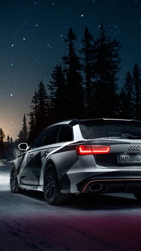 Audi rs 6 iii (c7) рестайлинг. Fond d écran animé audi Audi rs6 car rear view winter snow night 640x1136 iphone 5 5s ...