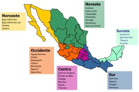 Maps Of Mexico Regions Of Mexico