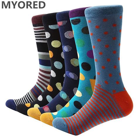 Myored 5 Pairlot Men Socks Business Dress Soft Cotton Colored Man