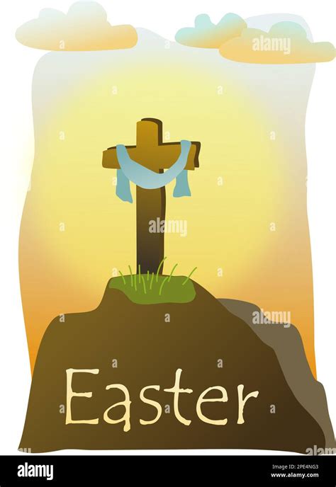 Religious Easter Cross On The Hill Stock Photo Alamy