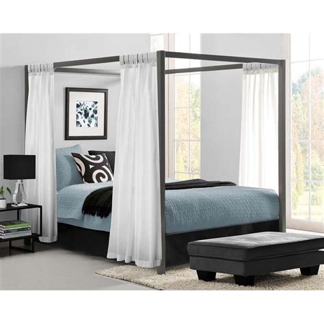Buy Bowery Hill Queen Metal Canopy Bed In Gunmetal Gray Online At