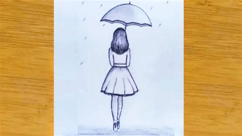 How To Draw A Girl With Umbrella Pencil Sketch Step By