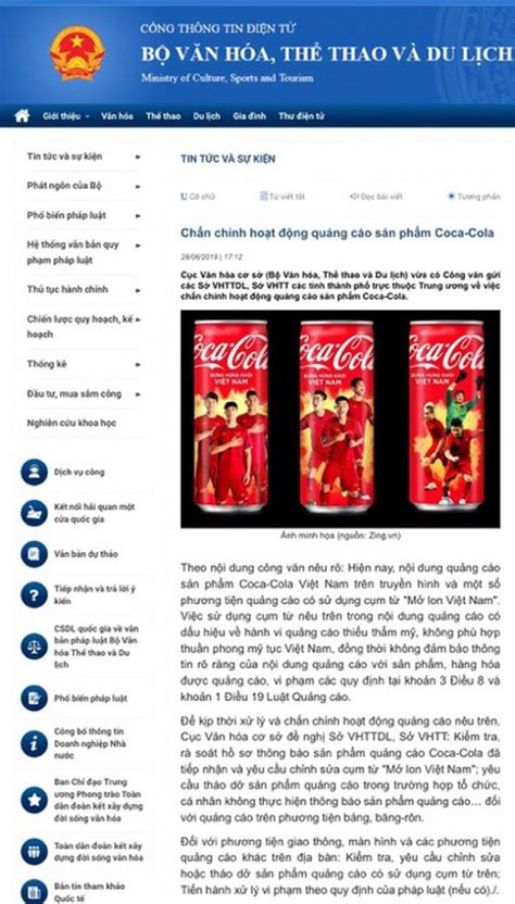 Coca Cola Quảng Cáo Mở Lon Việt Nam Bộ Vhttanddl Khẳng định Không Phù