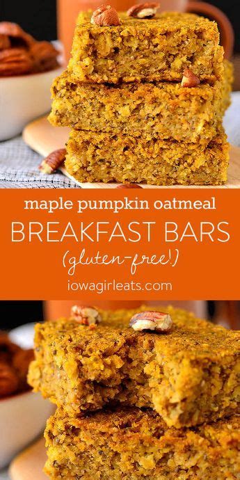 It's been entirely too long since and now, back to the recipe. Maple Pumpkin Oatmeal Breakfast Bars | Recipe (With images) | Oatmeal breakfast bars, Gluten ...