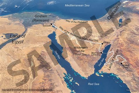 Exodus Route On A NASA Satellite Image Poster DIGITAL Discovered Sinai