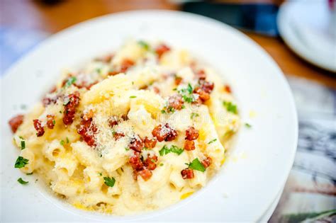 Pasta Carbonara Served On Penne With Bacon Parsley Stock Image Image
