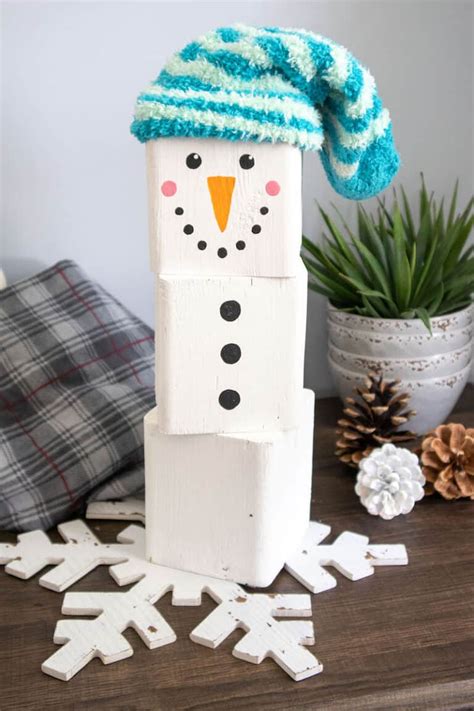 Diy Wood Block Snowman Reversible Cricut Winter Craft Single Girls Diy
