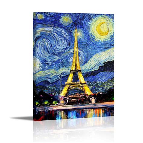 Van Gogh Canvas Wall Art For Starry Night Oil Paintingsparis Eiffel