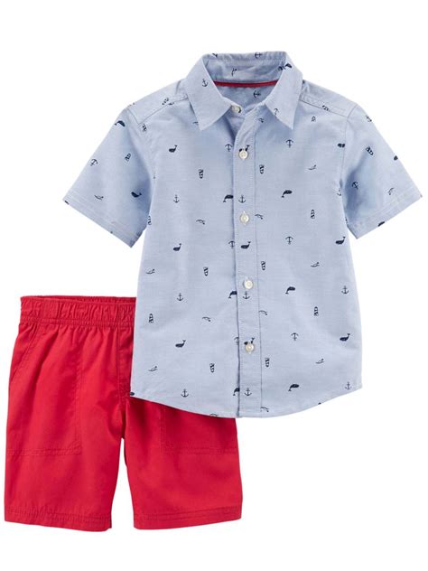 Carters Infant Boys Blue Whale And Anchor Baby Outfit Shirt And Coral