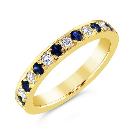 18ct Yellow Gold Grain Set Sapphire And Diamond Half Eternity Ring Grain Set Eternity Rings