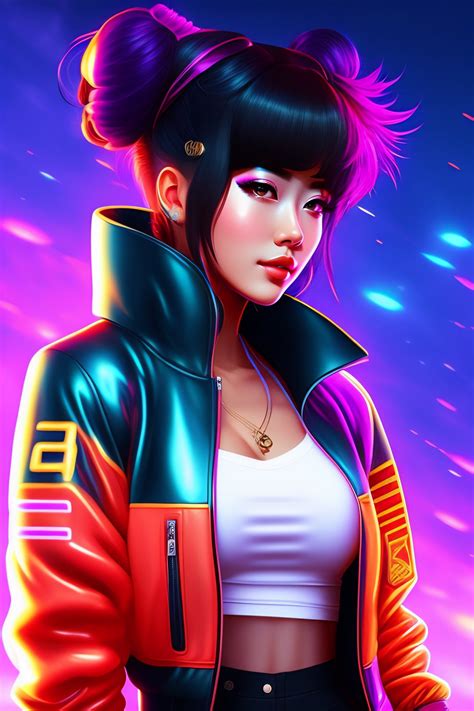 Lexica Synthwave Anime Girl Wearing A Bomber Jacket